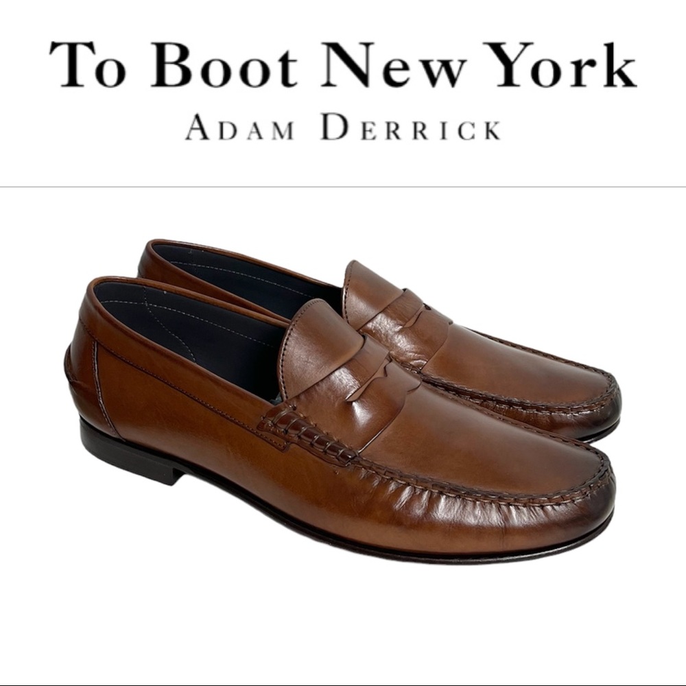 To Boot New York Adam Derrick brown leather shoes slip ons loafers size 9 NIB